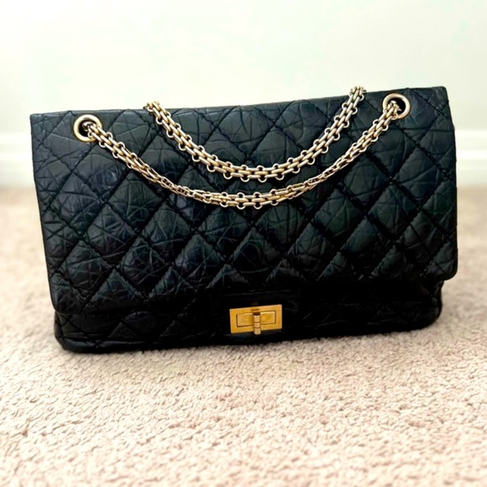 Chanel Black 2.55 Reissue 227 Double Flap Bag